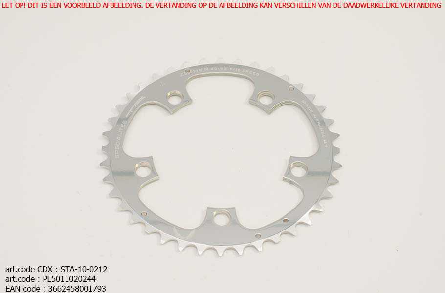 Specialites TA Chainring zephyr Shimano/SRAM Compact 9sp 10sp bcd110 44t middle silver - PL50110202-44